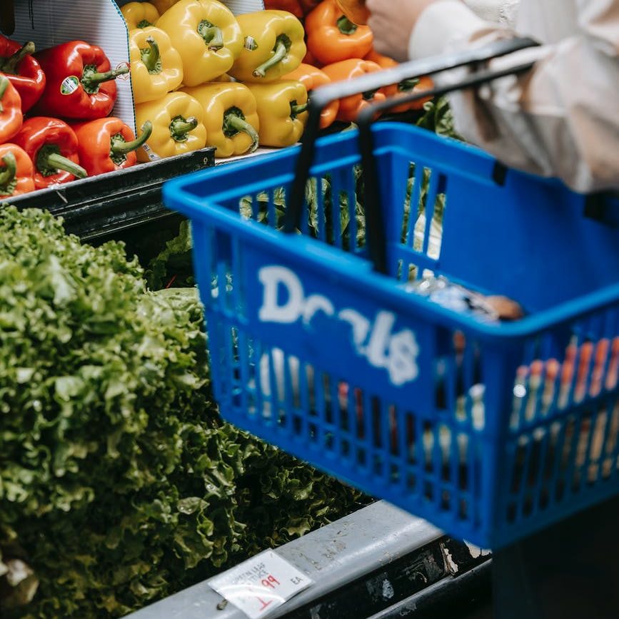 Supermarket shopping vegetables